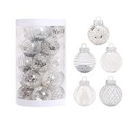 25Pcs Christmas Tree Bauble Hanging Ball for Home Party Christmas Wedding Decoration, Merry Christmas Tree Decorations, 60mm Hanging Christmas Balls Ornaments, Silver