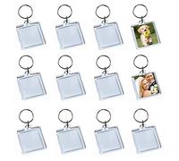 25Pcs Clear Acrylic Photo Keyrings Square Shape Picture Frame Keyring Blank Insert DIY Keychain Snap in Picture Frame Personalised Gift for Loved Ones