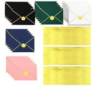 25Pcs Coloured Envelopes 13.5 * 18.5 Cm Gift Envelopes, 25 Gold Foil Envelope Seals Favor Stickers for DIY Invitations, Invitation Greeting Card, Christmas Card, Graduation Card