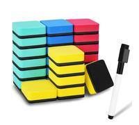 25PCS Colourful Magnetic Whiteboard Eraser Set, IBEQUEM Dry Erase Whiteboard Cleaner with Thick Felt Pad, Sponge Eraser for Office, School Classroom, Home Note Taking (1.97 * 1.97 * 0.79in)