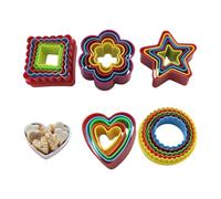 25Pcs Cookie Cutter Safe Plastic Shaped Cookie Press Round Love Star Square Flower Kids Baking Set for Holiday Birthday School Party Decorating