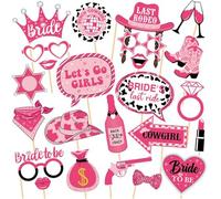 25Pcs Cowgirl Hen Do Photo Props, Hen Party Photo Props, Let's Go Girls Party Decorations for Bachelorette