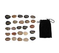 25Pcs Crystal Engraved Rune Stone Set for Witchcraft Divination Yoga Meditation Home Decoration Crystal Stone with Gold Letters Compact Dainty Design
