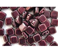 25pcs Czech Tile Beads Polychrome Pink Olive Square Two Hole 6x6mm Unique Beading Supplies Jewellery Making Czech Republic