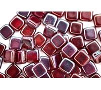25pcs Czech Tile Beads Ruby Vega Square Two Hole 6x6mm Unique Beading Supplies Jewellery Making Czech Republic