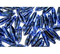 25pcs CzechMates Dagger Beads 16mm x 5mm Blue Black Swirl Unique Beading Supplies for Craft Jewellery Making Czech Republic