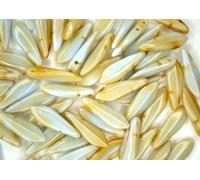 25pcs CzechMates Dagger Beads 16mm x 5mm Silk Blue Taupe Unique Beading Supplies for Craft Jewellery Making Czech Republic