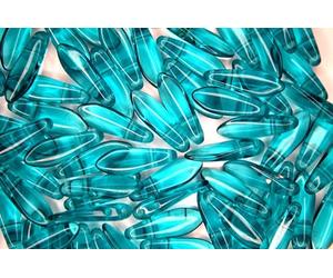 25pcs CzechMates Dagger Beads 16mm x 5mm Teal Unique Beading Supplies for Craft Jewellery Making Czech Republic