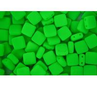 25pcs CzechMates Tile Beads Neon Green Two Hole 6x6mm Unique Beading Supplies Jewellery Making Czech Republic