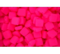 25pcs CzechMates Tile Beads Neon Pink Two Hole 6x6mm Unique Beading Supplies Jewellery Making Czech Republic