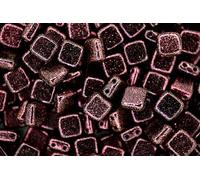 25pcs CzechMates Tile Beads Polychrome Rose Square Two Hole 6x6mm Unique Beading Supplies Jewellery Making Czech Republic