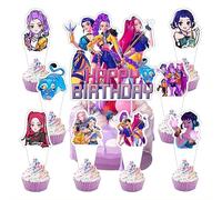 25pcs Demon Movie Hunters Cake Decorations with 24pcs Cupcake Toppers, 1pcs Cake Topper for Demon Movie Hunters Birthday Party Supplies