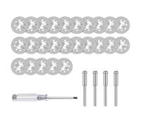 25PCS Diamond Cutting Wheel Cut Off Discs with 4PCS 3mm Mandrel and a Mini Screwdriver, 22 mm Gemstones Glass Cutting Disks, Cutting Wheel Kit for Metal Glass Ceramics Porcelain Gem Stones