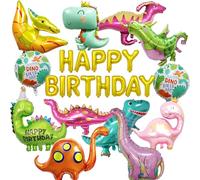 25PCS Dinosaur Birthday Balloons - Dino Party Decorations with Foil and Latex Fun Dinosaur Balloons for Kids Girls Boys Baby Showers and Themed Birthday Celebrations