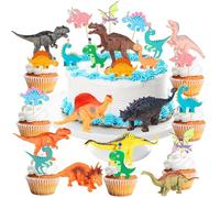 25Pcs Dinosaur Birthday Decorations Mini Dino Figures Cupcake Toppers Animal Theme Party Cake Baby Shower Supplies