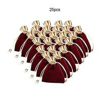 25pcs Drawstring Jewelry Pouch, Flocking Fabric Jewelry Organizer, Soft and Smooth Storage Bag for Necklace Bracelet, with Durable Stitching for Gift Candy Small Accessories (10 * 12.5cm)