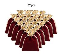 25pcs Drawstring Jewelry Pouch, Flocking Fabric Jewelry Organizer, Soft and Smooth Storage Bag for Necklace Bracelet, with Durable Stitching for Gift Candy Small Accessories (12 * 16cm)