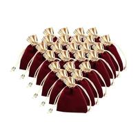 25pcs Drawstring Jewelry Pouch, Jewelry Bag Organizer with Single - Faced Flocking Fabric, Soft and Smooth Storage Bags for Necklace Bracelet Stone, Includes 25pcs Red Wine Re (10 * 12.5cm)