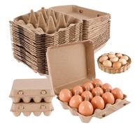 25Pcs Egg Cartons, Biodegradable Egg Boxes Holds 12 Eggs, Reusable Cardboard Eggs Tray Stackable Eg-g Container for Fresh Chicken Eg-gs Storage