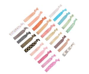 25pcs Elastic Hair Tie Ponytail Holder for Party Picnics | Nylon Band, No Crease Comfort, Beautiful Colors and Patterns, Decorate and Fix Hair for Festive Use