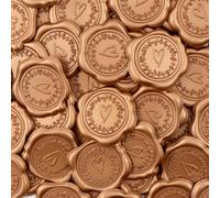 25Pcs Embossed Wax Seal Stickers Heart Pattern Envelope Seal Stickers Bronze Classic Self-Adhesive Decorative Stamp Sticker for Wedding Greeting Invitation Cards Snail Mails Wine Packages Gift