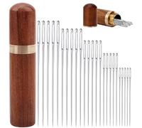 25PCS Embroidery Needles, Hand Sewing Needles with Case, 5 Size Large Eye Sharp Sewing Needles, Stainless-Steel, Easy Threading, DIY Craft