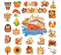 25Pcs Fall Cruise Door Magnets Decorations, Funny Autumn Refrigerator Magnets Stickers Fall Magnetic Cruise Ship Door Decorations for Autumn Thanksgiving Party Cabin Fridge Garage Locker Decor