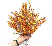 25PCS Fall Stems Artificial Berry Picks,10inch Tall Artificial Fall Berry Picks Autumn Berries Spray for Vases Thanksgiving Gifts Floral Arrangements Christmas Tree Autumn Harvest Party Decor (Orange)