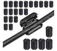 25PCS Ferrite Ring Core Set, Anti-Interference High-Frequency Soft Magnetic Buckle Black Clip-on USB Data Cable Clips Ring Shielded EMI RFI Noise Suppressor for 3.5/5/7mm Inner Diameter USB Cords