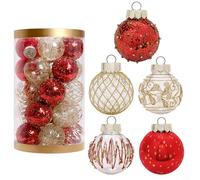 25PCS Festive Ball Ornaments for Christmas Tree Holiday Home Decor, 6cm Multi-Color Options(Red Gold)