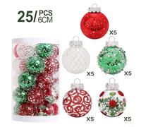 25PCS Festive Ball Ornaments for Christmas Tree Holiday Home Decor, 6cm Multi-Color Options(Red Green White)
