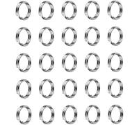25pcs Flat Key Rings,10mm Metal Stainless Steel Flat Split Key Ring Circular Keyring Rings Keychain Hoops Keyring for Keychain, Car Keys, Dog Tag Ring, Crafts, Flat Split Rings
