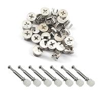 25Pcs Furniture Connecter Fixing Screws Eccentric Cam Lock with Pre-Inserted Nut and Fixing Dowels for Wardrobe Drawer Cabinet Furniture Panel Connecting 2 Style