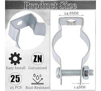 25PCS Galvanized Steel EMT Conduit Hangers with Bolts - 1/2 in, 3/4 in, 1 in Pipe Mounting Brackets for Electrical Wiring, for HVAC, Indust(3/4 INCH)