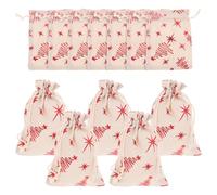 25pcs Gift Bags with Drawstring 10x14cm Cotton Linen Red Reusable | Candy and Small Trinkets, Secure Storage and Easy Carrying, Cute Fashionable Style for Gifting