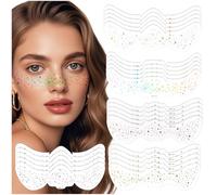 25pcs Glitter Freckles Face Tattoo, Silver Face Glitter Makeup Patches Sparkle Makeup Patches Golden Waterproof Stickers Temporary Tattoo Stickers for Women Kids Festival Party Easy to Remove