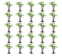 25Pcs Green Palm Tree Cupcake Topper, Model Palm Trees Artificial Trees Miniature Plant, Plastic Palm Tree Coconuts for Micro Aquarium Garden Plant Building Landscape Birthday Party Supplies