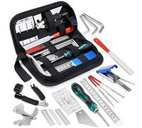 25Pcs Guitar Repairing Tools Kit Setup Kit with Carry Bag for Acoustic Electric guitar Ukulele Bass Banjo Maintenance Tool with Ruler Gauge Measuring Tool Hex Wrench Files Fingerboard Guard