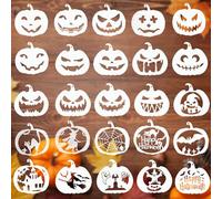 25Pcs Halloween Pumpkin Carving Stencils, Large DIY Pumpkin Template Kit for Kids Adult, Reusable Painting Cutting Template, 6Inch