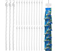 25Pcs Hanging Merchandise Strips Chip Holder Display Clips with S Hooks Folding PP Thickened 12 Stations Retail Hanging Rack with Label Header for Snacks Accessories