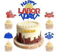 25Pcs Happy Labor Day Cake Topper We Can Do It Cupcake Toppers