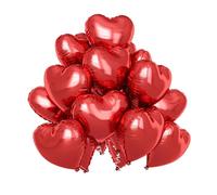 25pcs Heart Shape Foil Balloons,18 Inch Solid Colored Romantic Decoration Balloons for Birthday Party Decorations, Wedding Decor, Engagement Party, Holiday Party. (red)