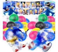 25PCS Hedgehog Birthday Party Decorations,6Pcs Foil Balloons Hedgehog Happy Birthday Banner 18Pcs Latex Balloons Latex Balloon for Kids Cartoon Theme Party Supplies Decorations Boys Baby Shower