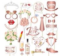 25pcs Hen Do Accessories Photo Booth Props Wedding Paper Photography Selfie Prop Bridal Shower Engagement Bachelorette Party Favours Bag Fillers Hen Night Game Accessories Gifts Decorations Supplies