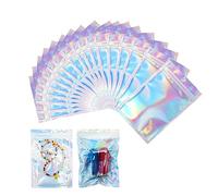 25PCS Holographic Rainbow Mylar Zip Lock Bags 10.5 x 15 cm for Treats