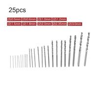 25Pcs HSS Spiral Drill Bits 0.5mm-3mm for Mini PCB Jewelry Craft Projects, High Speed Steel Micro Drill Bit Set for Metal Wood Plastic