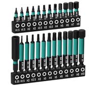 25PCS Impact Drill Allen Key Bit Set 25mm+60mm Long, Alan Keys Sets for Drill H1.5-H10 Metric Hex Impact Allen Wrench Drill Bit Set, 1/4" Allen Shank S2 Steel Bits with Magnetic Bit Holder