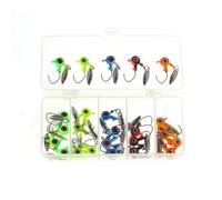 25Pcs Jig Heads Hooks Kit Freshwater Fishing Lures with Imitation Eye Painted for Bass Trout Crappie High Performance Sharp Enduring Barb Design Real Like 3D Eyes Premium Stainless Steel Corrosion Eas