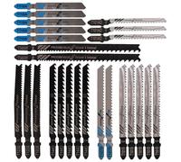 25PCS Jigsaw Blades Set, Assorted Blades for Wood and Metal Cutting, Compatible with Bosch Dewalt Jig Saw Tools (T101B×5 + T101AO×3 + T118A×5 + T144D×5 + T345XF×2 + T127D×2 + T123X×3)
