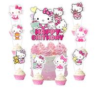 25pcs Kitty Cake Decorations with 24pcs Cupcake Toppers, 1pcs Cake Topper for Wrestling Birthday Party Supplies